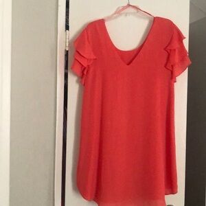 Gianni Bini Dress; 34” from top of shoulder to hem. Ruffle sleeves. Worn 1 time